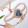 Nuevo Reloj de Moda Cadena de Flor Incrustaciones de Diamante Reloj para Mujer Esfera de Color Amor Pulsera Ajustable Versátil