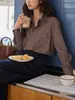 Camisa de manga larga a rayas retro estilo francés para mujer, nueva colección otoño 2026, corte holgado, tejido cepillado