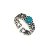 Anillo Ruyi retro con patrón hueco para hombres y mujeres mismo estilo artesanía envejecida imitación Rojo del Sur personalidad temperamento joyería de moda