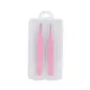 Set de pinzas para cejas de acero inoxidable con estuche de plástico, set de pinzas para cejas de cuatro piezas, set de herramientas de pinzas para cejas, acero inoxidable