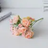 Flor artificial de capullo de té de Milán de 10 cabezas Camelia boda hogar fotografía escena de ingeniería decoración de mesa