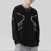 Camiseta de manga larga de otoño, capa base talla grande, cuello redondo para hombre, top simple y holgado, estilo coreano, camiseta estampada de moda