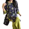 Pijama Tradicional con Botones Estilo Chino Nuevo Mianchou Shijia para Mujer Modelo Nuevo 2026 Conjunto de Manga Media de Algodón Artificial Adecuado para Usar Afuera en Verano