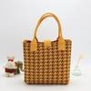 Bolso de Mano Tejido Estilo Coreano, Bolso de Mano de Moda Houndstooth para Viajeros de Gran Capacidad, Bolso de Mano Casual Versátil, Bolsa para el Almuerzo