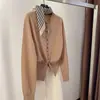 Cardigan Tricotado Novo Outono/Inverno 2026 Feminino Fino Cor Sólida Multi-Botões Peça de Outerwear Suéter Tricô