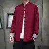 Outono/Inverno 2026 Novo Estilo Chinês Masculino Jacquard Gola Alta Jaqueta Traje Tang Retro Chinês Botão de Rã Roupa Externa Casual
