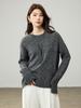 Suéter Floral de Lã Tencel para Mulheres, Nova Moda Outono/Inverno, Malha de Cashmere com Caimento Relaxado e Gola Redonda para o Início do Outono