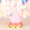 Nuevo sombrero de cumpleaños Amazon transfronterizo original dorado brillante con estampado metálico bola de pelo grande lindo sombrero de cumpleaños para fiesta de cumpleaños