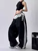 Pantalones Casuales de Verano Nuevos de Pierna Ancha Adelgazantes de Cintura Elástica con Raya Lateral Plisada