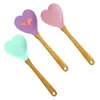 Cuchara de Silicona con Mango de Madera Creativo en Forma de Corazón Hecha a Medida de Fábrica para Cocina Casera, Cuchara para Ollas Antiadherentes