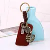 Chaveiro de Corda de Couro Simples Tecido à Mão para Carro para Homens e Mulheres, Corrente de Chaveiro para Casal, Pingente Criativo de Couro para Carro