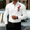 Nueva camisa casual de negocios de manga larga para hombre 2026 con estampado de rosas, elegante y versátil para el trabajo, con tejido elástico en cuatro direcciones