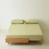 100% Algodón de Fibra Larga Alta Densidad de Hilos Cepillado Pieza Única Algodón Puro Grosor Sábana Ajustable Cobertura Total Todo Algodón Cubre Cama Color Sólido Satén