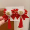 Pinza para el pelo de niña pequeña León Danzante Hanfu Borla Año Nuevo Accesorio para el pelo Peluca Princesa Lazo Adorno para el pelo Pinza para el pelo de niños