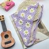 Lenço Triângulo de Crochê com Margaridas Pequenas Lenço de Cabeça Fresh Lace-up com Tiras Florais Acessórios de Cabelo para Fotos Acessórios de Cabeça Feminino