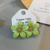 Pendientes de Flores Frescas de Primavera y Verano Pendientes para Mujer Lujo Ligero Gama Alta Versátiles Elegantes Joyería para Orejas Pendientes Colgantes de Metal Esmaltados