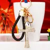 Llavero de Coche con Cruz de Pedrería de Corazón para Niña, Colgante Creativo Lindo Coreano para Bolso Femenino, Anillo de Llavero
