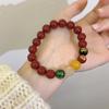Pulsera de Cuentas de Cinabrio Transferencia Dios de la Riqueza Quíntuple Arena Dorada Púrpura Pulsera Año de la Serpiente Pulsera de Ágata Natural Regalo