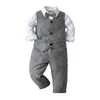 Terno Formal de Menino Transfronteiriço Roupa Infantil Bebê Cavalheiro Colete Camisa Calça Apresentador Banquete Vestido