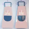 Delantal de Cocina Impermeable y a Prueba de Aceite con Dibujos Animados para Hombres y Mujeres, Ropa de Trabajo, Delantal Limpiable a Mano, Modelo de Pareja Anti-Manchas de Aceite