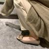 Cowhide Edition ~ Classic Square Buckle Sapatos Flat Shoes Mulheres Boca Rasa Cabeça Quadrada Salto Baixo Mary Jane Shoes Sapatos de couro britânico