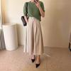 Chic Coreano2026 Primavera y Verano Nuevo Retro Cintura Alta Adelgazante Dobladillo Ancho Cintura Elástica Longitud Media Falda de Traje