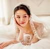 Véu Bonito Estilo Coreano Fada Retrô Pérola Simples Elegante Fotografia de Viagem Casamento Penteado Preso Estilo Casamento Vestido Longo