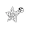 Brincos Transfronteiriços Europeus e Americanos com um Design Minimalista Único, Brincos de Tarraxa com Zircônia, Elegantes Studs de Orelha da Moda Cravejados com Diamante em Forma de Estrela e Lua