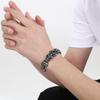 Pulseira de Cabeça de Fantasma Exagerada Escura Conjunto Rock Europeu e Americano Zircônia Preta Caveira Gótica Aço Titânio Pulseira Aberta Masculina