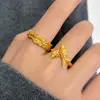 Anillo de Cruz de Cuervo Dorado con Microincrustaciones, Estilo Dulce y Fresco para Mujer, Nuevo Diseño de Nicho, Versátil y a la Moda, Anillo Abierto Ajustable