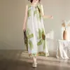 Vestido de Algodón y Seda de Alta Gama Estilo Verano 2026 para Mujeres de Mediana Edad y Mayores, Bata para Madres Jóvenes Tallas Grandes, Vestido Floral de Playa