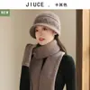 Chapéu Elegante de Luxo com Pele de Coelho e Madre pérola para Mulheres de Meia-Idade e Idosas Inverno Proteção para Orelhas Quente Conjunto de Chapéu e Cachecol de Tricô