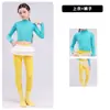 Conjunto de jazz para niñas, ropa de práctica de manga larga color macarrón, prenda moldeadora, conjunto de yoga, ropa de entrenamiento, conjunto de baile crop top para mujeres