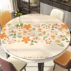 A toalha de mesa redonda é à prova d'água, à prova de óleo, resistente ao calor e fácil de limpar.. É um jogo americano redondo para mesa de jantar feito de PVC com toque semelhante à pele, adequado para uso doméstico e como toalha de mesa para mesas de centro de sala de estar.