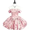 Vestido corto de hombros descubiertos para figuras petite, diseño floral, nuevo modelo 2026, adecuado para fiestas de cumpleaños y banquetes