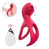 Control Remoto Anillo Doble Doble Ala Anillo Vibratorio Resonancia de Pareja Bloqueo Anillo de Esperma Control Remoto Inalámbrico Doble Choque Vibratorio Productos para Adultos Comercio Exterior