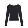 Top básico ajustado de manga larga con cuello redondo de color sólido, elástico y ceñido, para mujer, popular en internet, estilo ins, para chicas hot, al por mayor