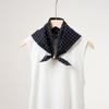 Nuevo Estilo Coreano Sencillo Estampado de Puntos Negros y Blancos Bufanda Cuadrada de 53 cm Mezcla de Seda de Morera y Algodón Bufanda de Seda Transpirable Ligera para Mujer