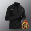 Ropa de Entrenamiento Media Cremallera para Hombre, Cálida con Forro de Forro Polar, Secado Rápido, Manga Larga, Top para Correr Otoño e Invierno, Camiseta Deportiva para Fitness