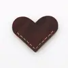 Marcapáginas de Piel Genuina Primera Capa Piel de Vaca Cosido a Mano Retro Simple Forma de Corazón Piel Crazy Horse DIY Creativo Marcapáginas de Cuero