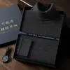 Suéter de Cachemir 100% Puro, Hilo Fino, Lavable a Máquina, Cuello Alto, Calibre 18, Conteo 68, Corte Holgado, Estilo de Negocios Ligero, Suéter Interior para Hombre