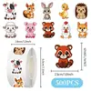 500 Adesivos de Rolo de Animais, Desenho Animado com Formato Especial Pequenos Presentes para Crianças, Adesivos de Vedação para Decoração de Capa de Celular de Mesa Venda por Atacado