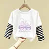 Camiseta infantil de manga comprida para primavera e outono, novo estilo 2026 roupas para meninas, roupas de algodão puro para meninas, blusas de bebê, blusas básicas