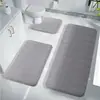 Alfombrilla Gruesa para Piso de Baño Absorbente para Inodoro Felpudo para Puerta Alfombra para el Hogar Reposapiés para Inodoro Fábrica de Origen Juego de Tres Piezas Venta al por Mayor