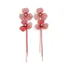 Pendientes de Hoja de Ginkgo Florales Minimalistas Estilo Ins Transfronterizos Europeos y Americanos, Joyería para Oreja Larga Elegante Cadena Hueso de Serpiente Borla Pétalo