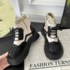 Botas Chelsea Femininas, Estilo Britânico, Novidade Outono/Inverno 2026, Sola Grossa, Aumento de Altura, Versátil, Estilo College, Botas Curtas Retrô com Meias e Forro de Lã