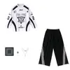 Roupas Infantis da Moda Street Dance Roupas Infantis Hip-Hop Conjunto de Bateria Roupas de Performance Preto e Branco Roupas Infantis Hip-Hop da Moda Roupas de Performance para Meninas