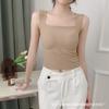 Chaleco de seda de hielo con cuello cuadrado y sin costuras para mujer, cinturón con almohadilla para el pecho, ropa interior, ropa interior, parte superior sexy sin mangas, 2023