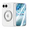 Adecuado para funda de teléfono Apple iPhone Duo, película de cobertura total, soporte giratorio integrado, adsorción magnética, protección UV de alta transparencia