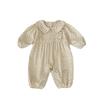 2025 Primavera y Otoño Infantil Lunares Pana Largo Trepador Casual Cuello Redondo Bebé Niña Ropa de Trepar Manga Larga Mameluco